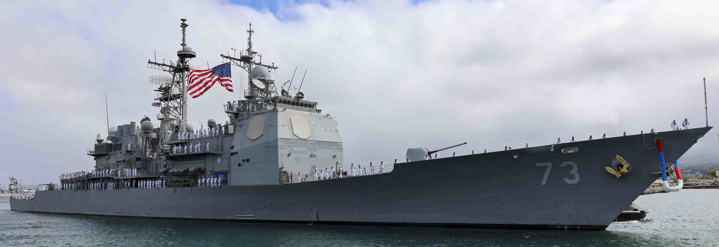 cg-73 uss port royal ticonderoga class guided missile cruiser aegis returning pearl harbor hickam hawaii 70
