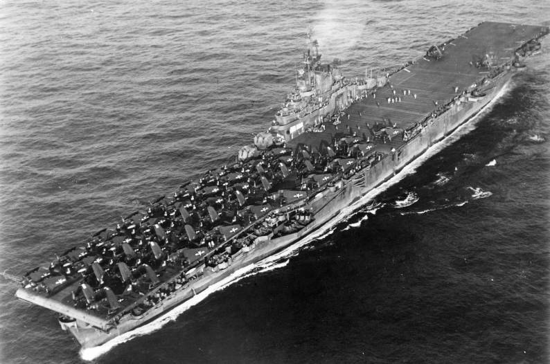 cv-18 uss wasp essex class aircraft carrier us navy 1945