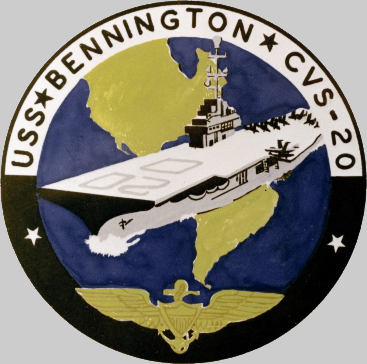 cvs-20 uss bennington insignia crest patch badge essex class aircraft carrier us navy 02x