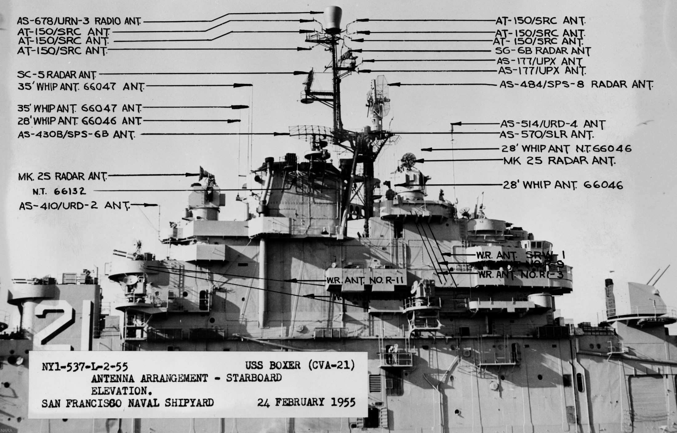 cva-21 uss boxer essex class aircraft carrier us navy cvg san francisco naval shipyard 30