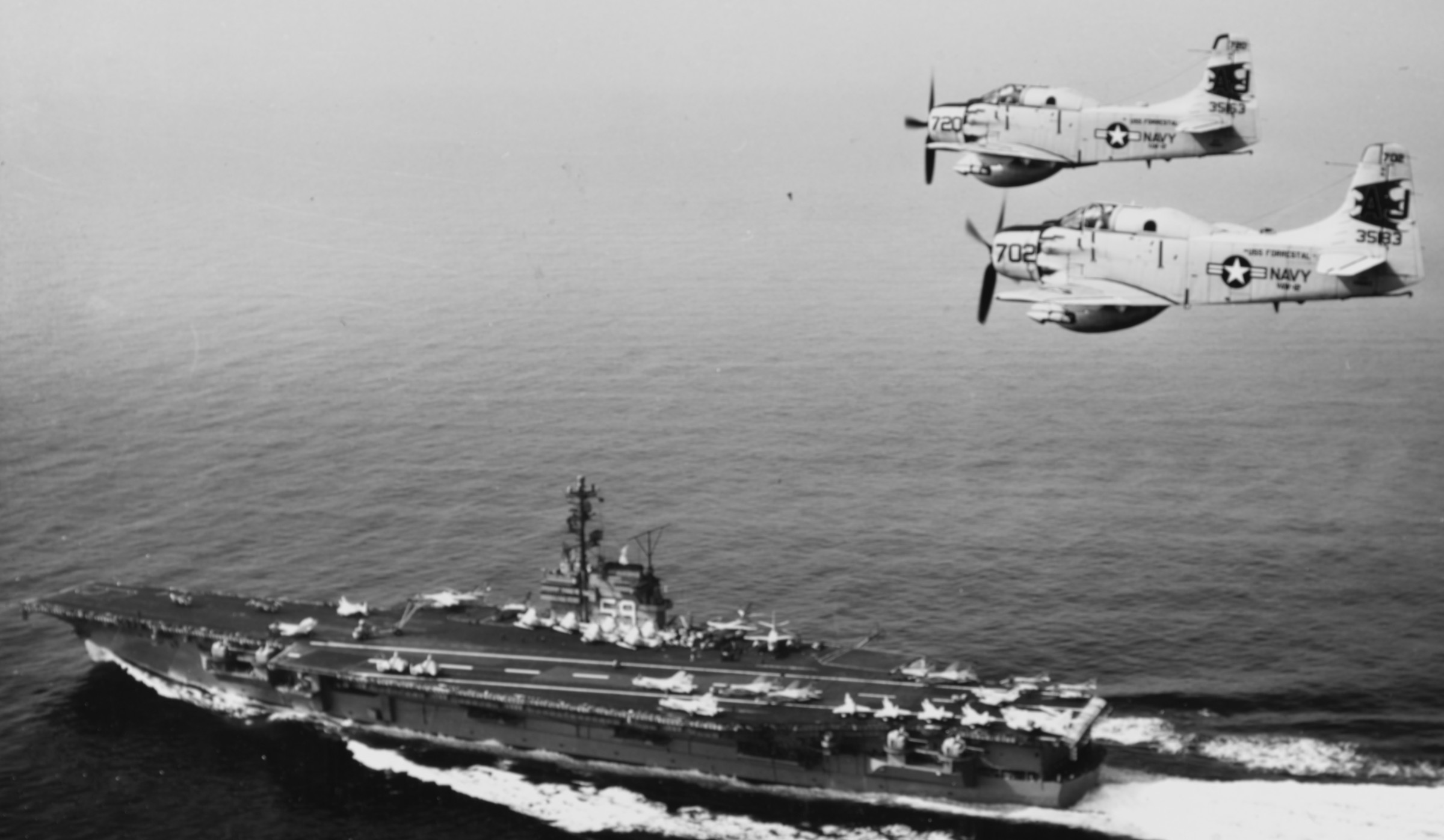 cv-59 uss forrestal aircraft carrier air group cvg-8 us navy ad-5w skyraider vaw-12 41