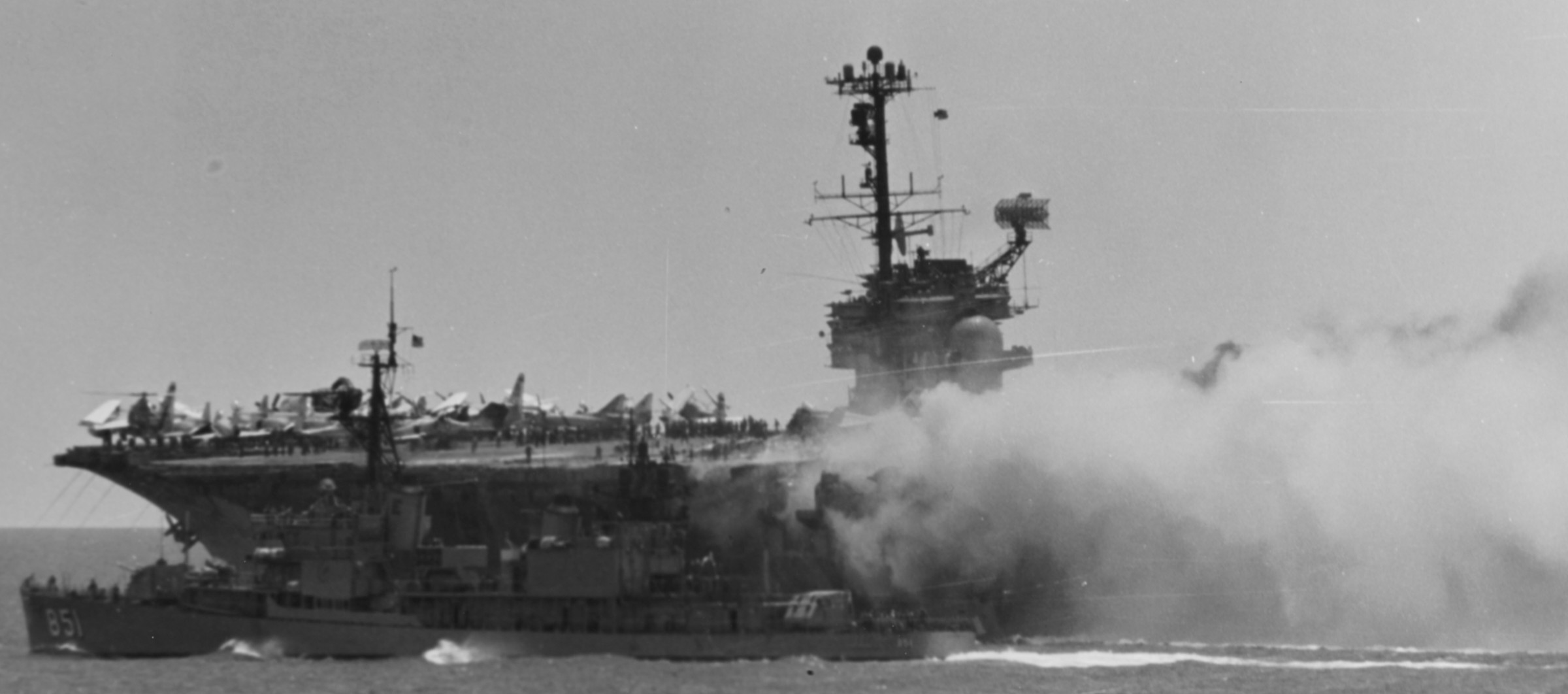 cv-59 uss forrestal aircraft carrier us navy fire damage 1967 zuni rocket 49