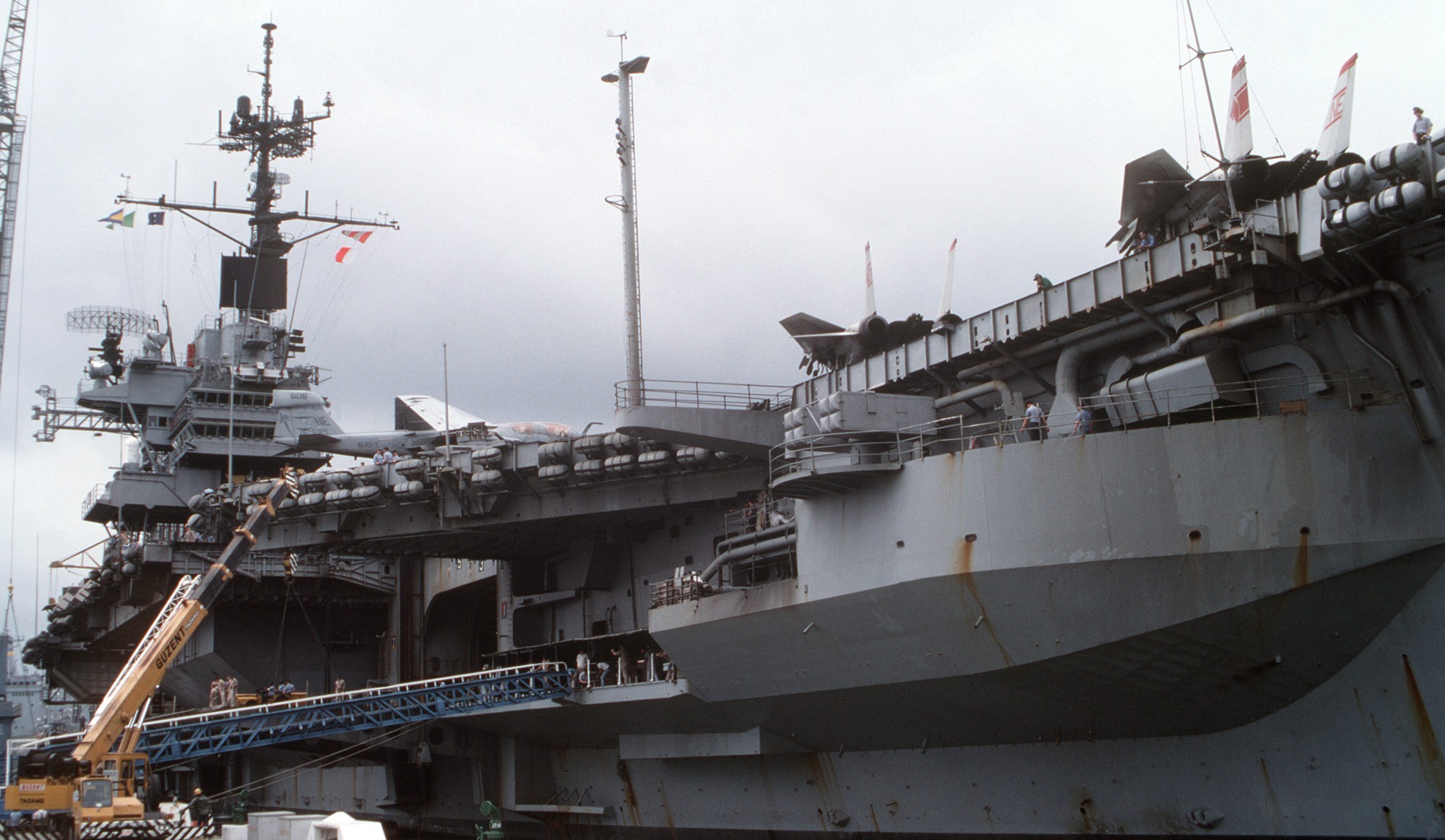 cv-61 uss ranger forrestal class aircraft carrier air wing cvw-2 us navy subic bay philippines 78