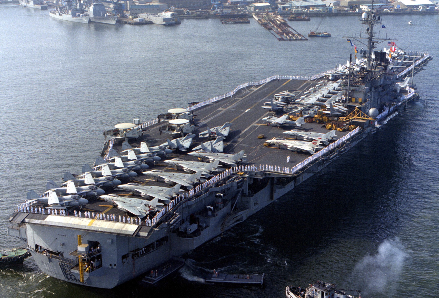 cv-61 uss ranger forrestal class aircraft carrier air wing cvw-2 us navy yokosuka 1992 123