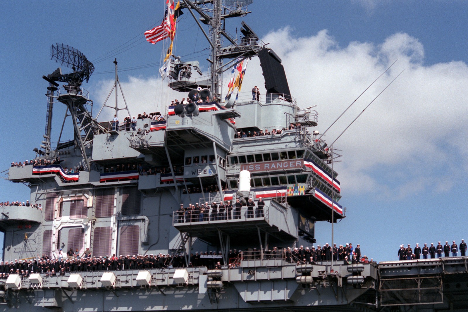 cv-61 uss ranger forrestal class aircraft carrier us navy returning nas north island california final deployment 139