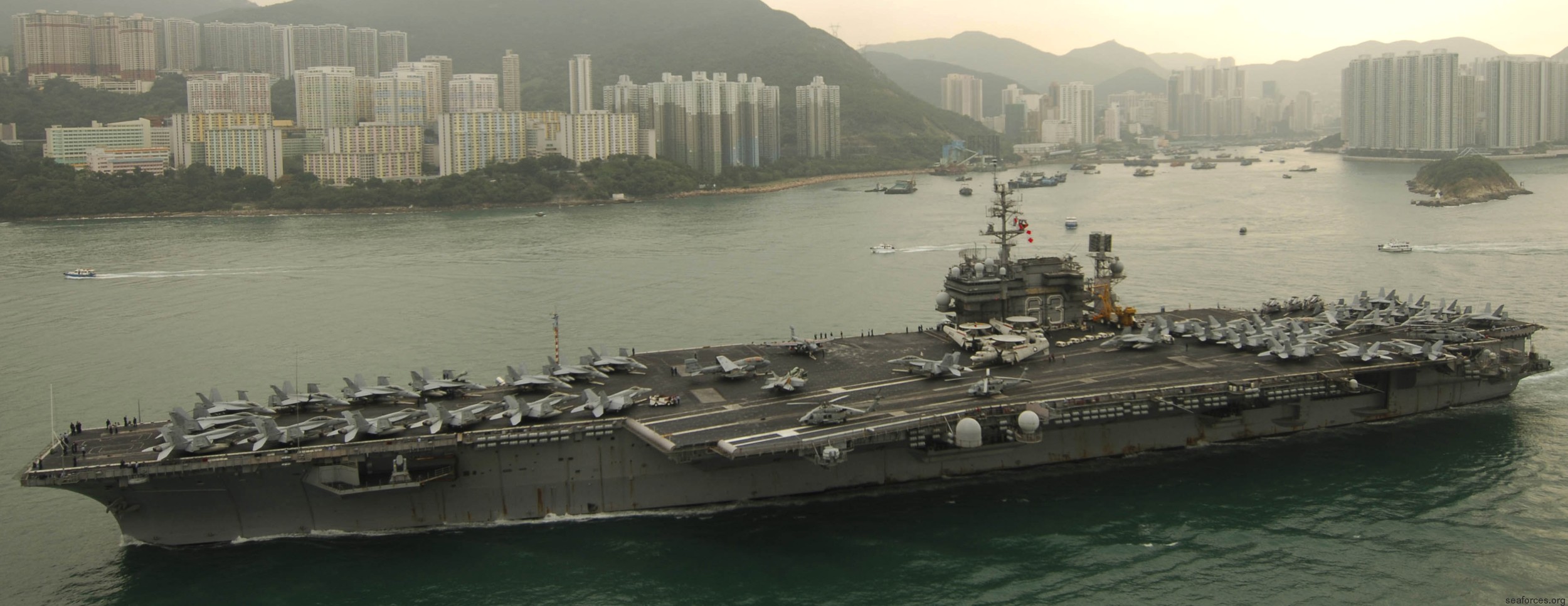 cv-63 uss kitty hawk aircraft carrier air wing cvw-5 us navy 115 hong kong