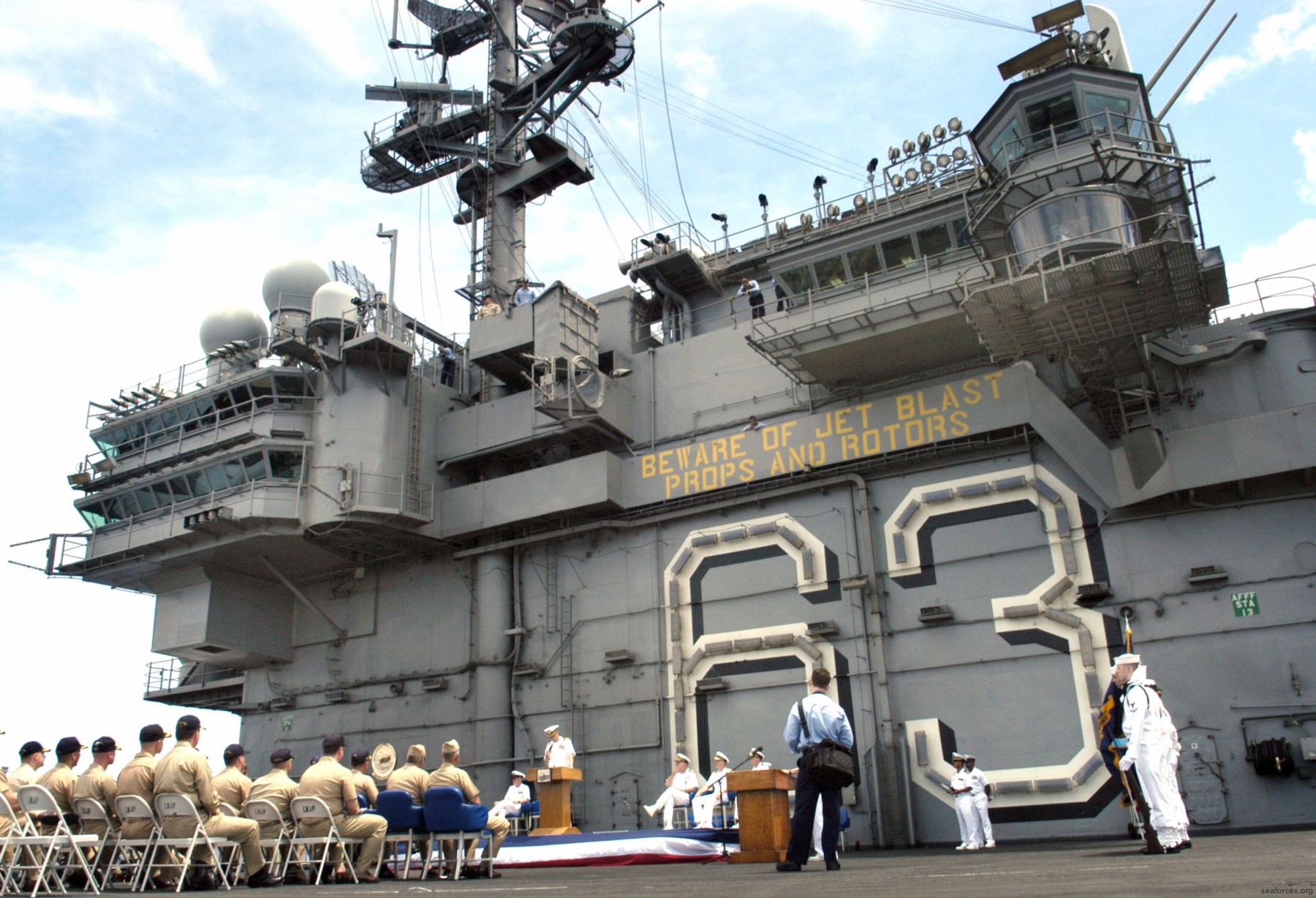 cv-63 uss kitty hawk aircraft carrier us navy 166 change of command