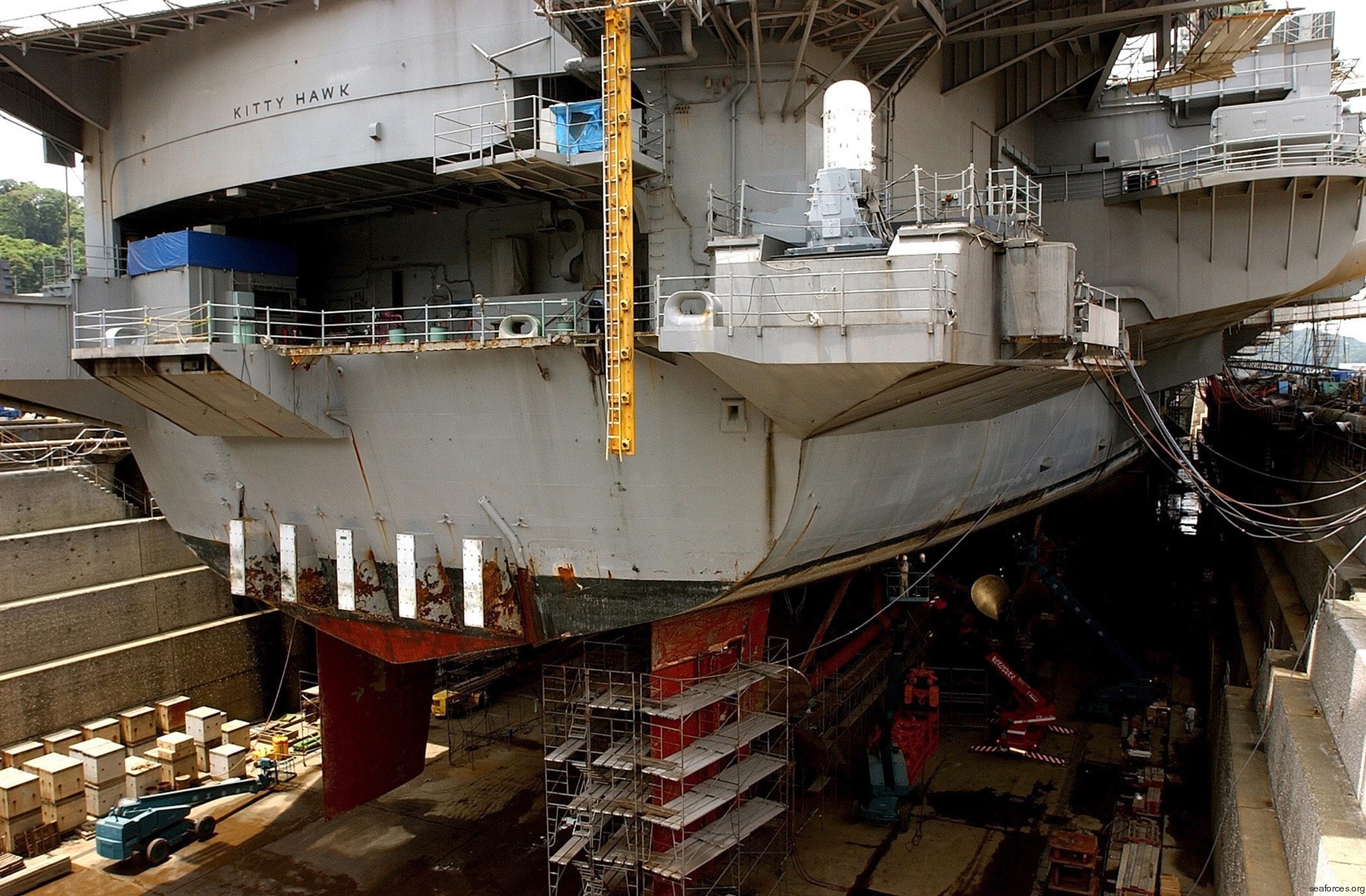 cv-63 uss kitty hawk aircraft carrier drydock repairs yokosuka