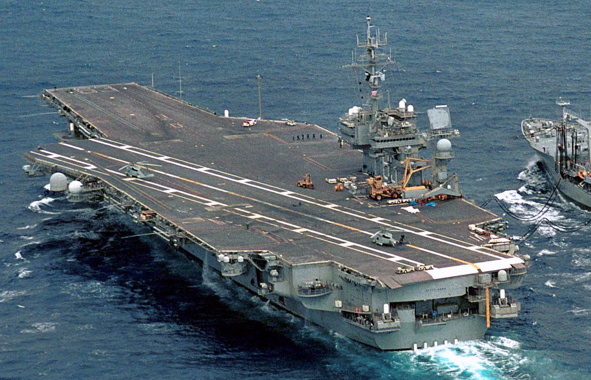 cv-63 uss kitty hawk aircraft carrier 250 replenishment at sea ras