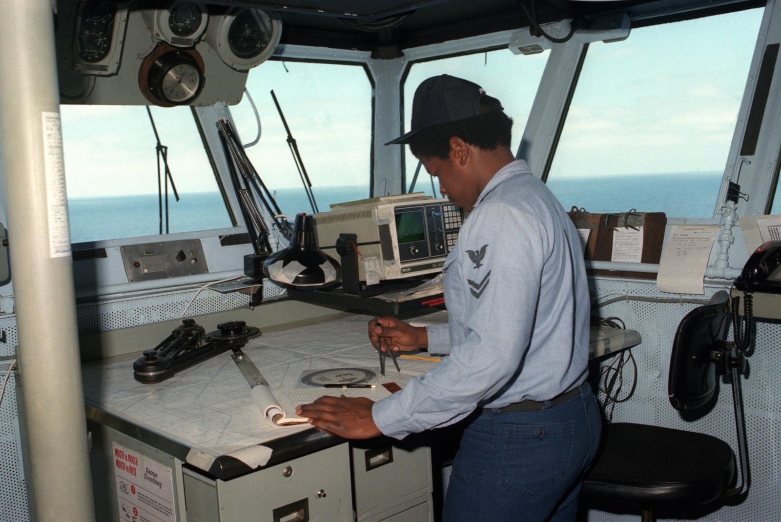 cv-63 uss kitty hawk aircraft carrier 342 bridge navigation desk