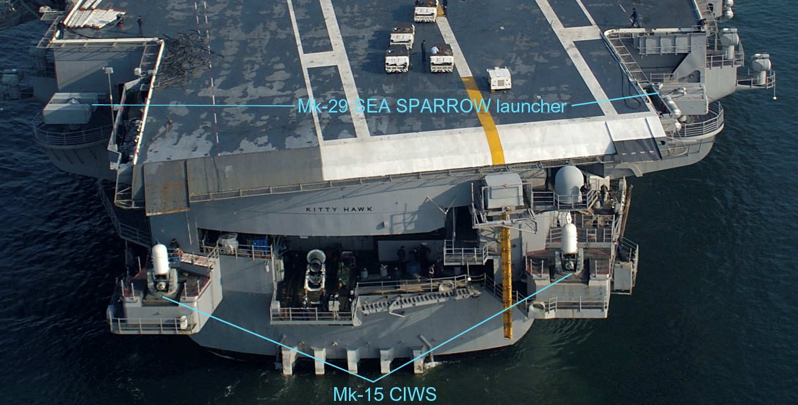kitty hawk class aircraft carrier us navy armament rim-7 sea sparrow mk.15 phalanx ciws 03