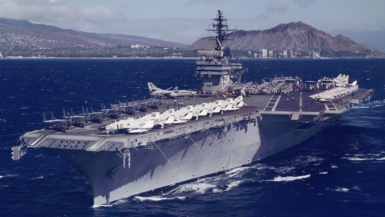 cv-64 uss constellation kitty hawk class aircraft carrier air group cvg-14 us navy hawaii 1963