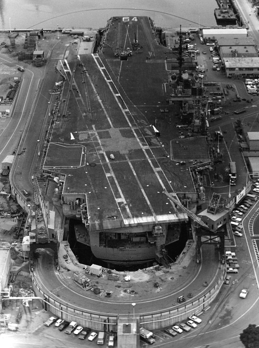 cv-64 uss constellation kitty hawk class aircraft carrier us navy long beach naval shipyard 52