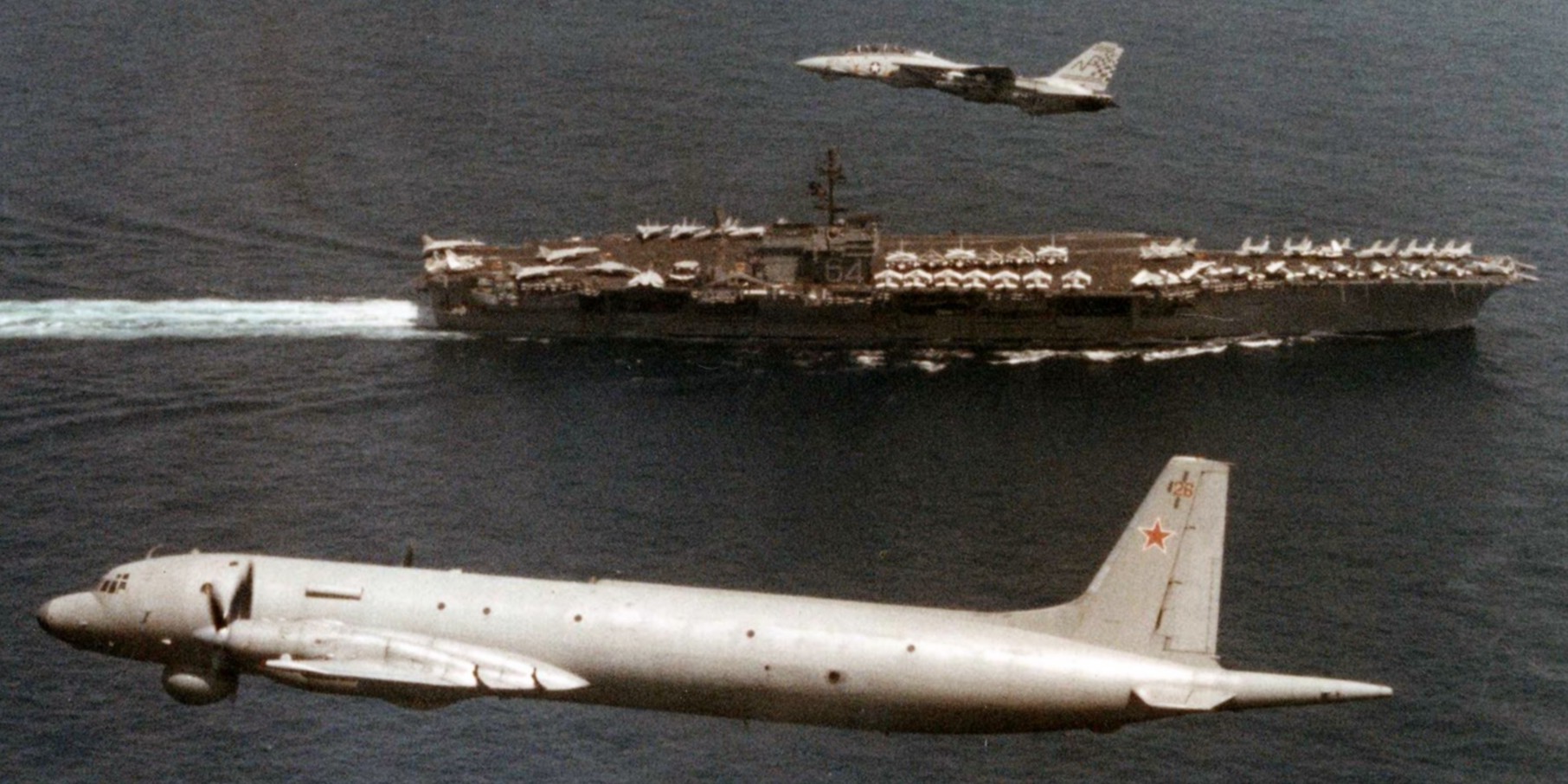 cv-64 uss constellation kitty hawk class aircraft carrier soviet il-38 59