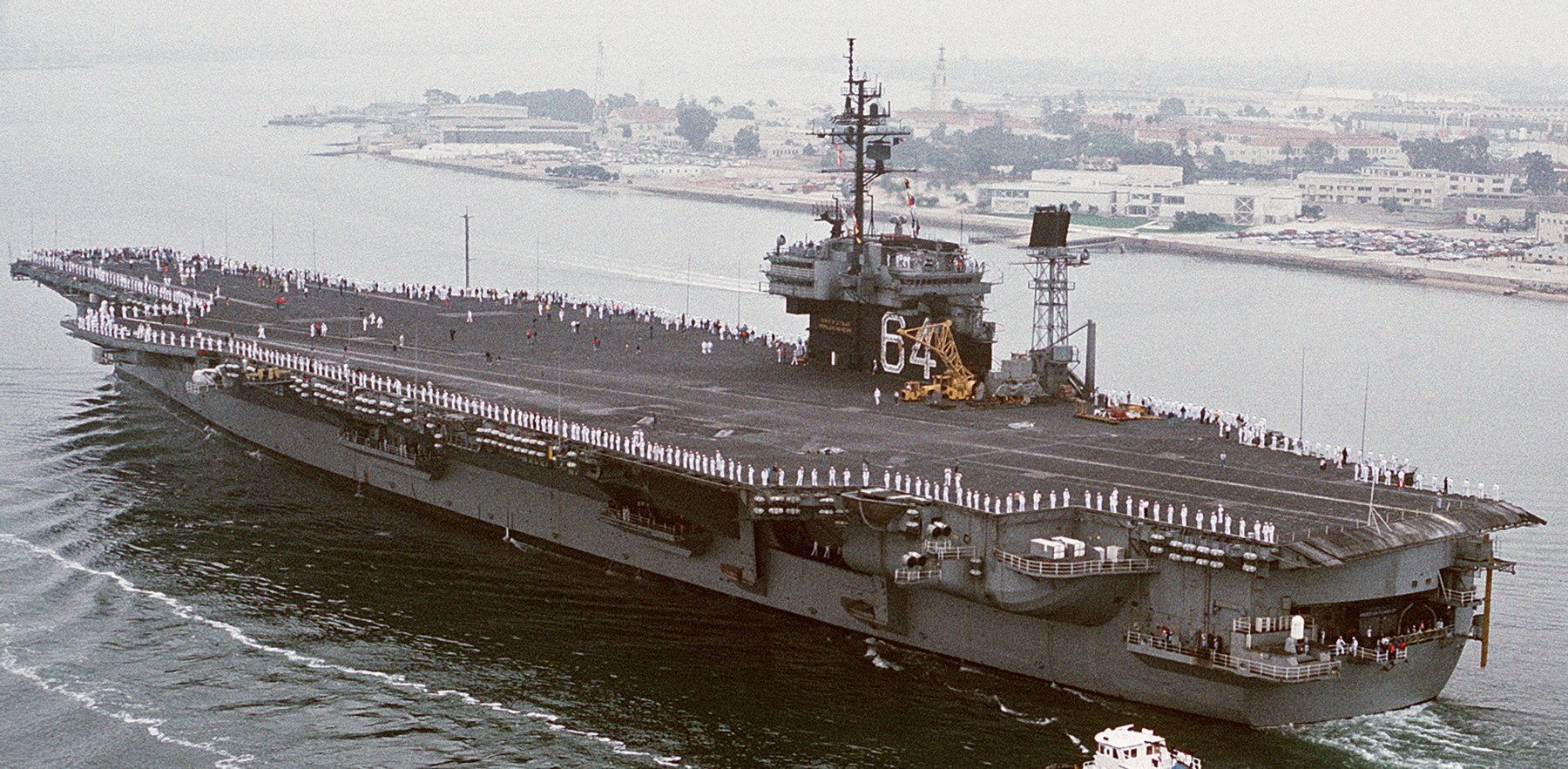 cv-64 uss constellation kitty hawk class aircraft carrier us navy returning nas north island 1989 98