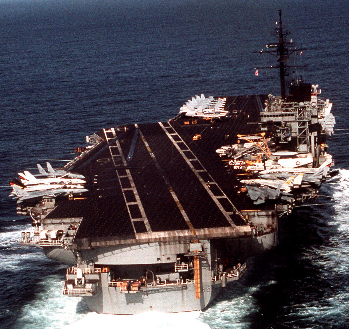 cv-64 uss constellation kitty hawk class aircraft carrier air wing cvw-14 us navy exercise pacex 1989 102