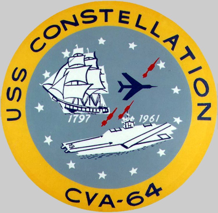 cv-64 uss constellation insignia crest patch badge kitty hawk class aircraft carrier us navy 03c