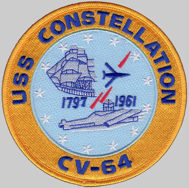cv-64 uss constellation insignia crest patch badge kitty hawk class aircraft carrier us navy 02p