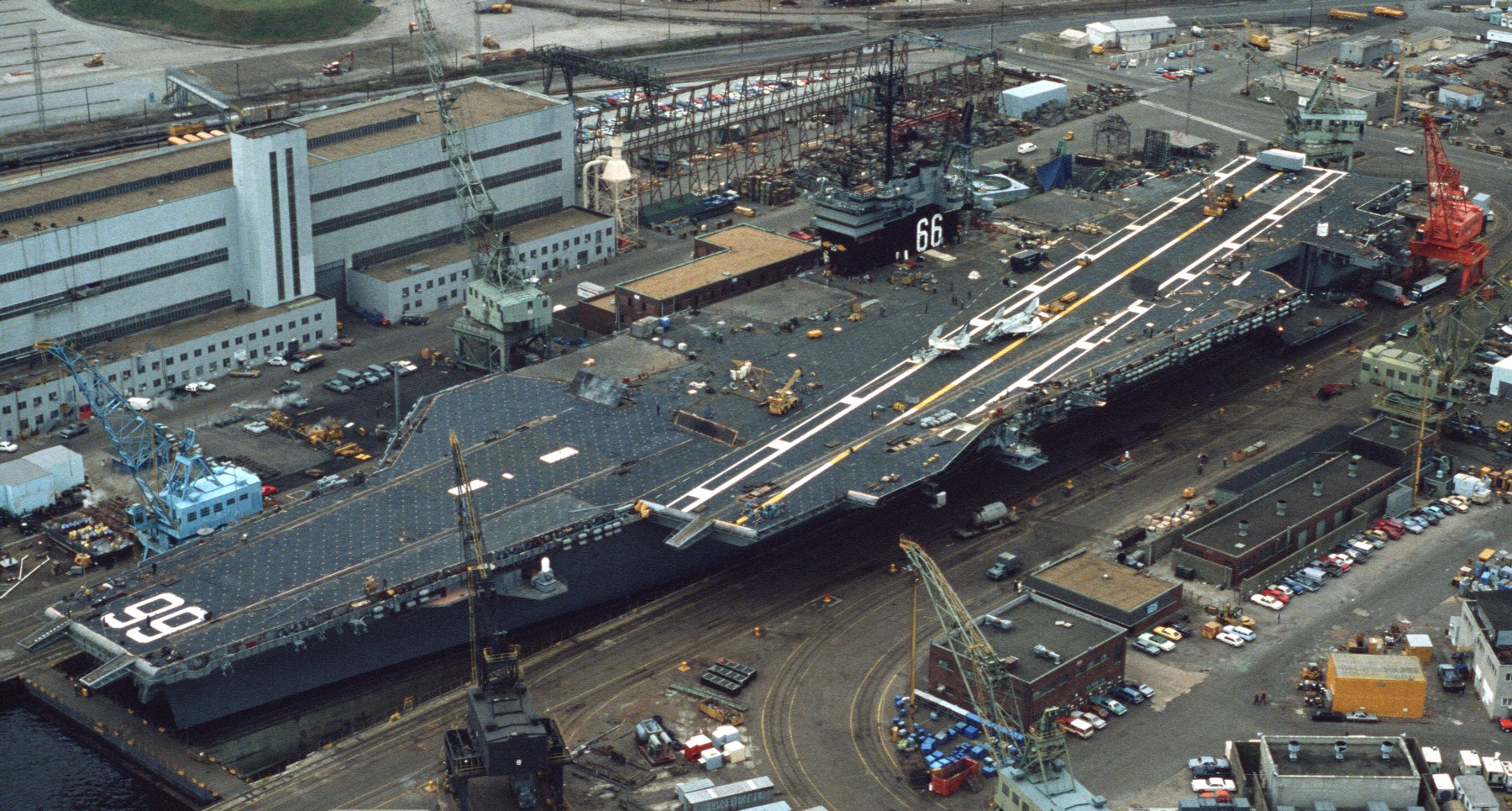 cv-66 uss america kitty hawk class aircraft carrier us navy dry-dock norfolk naval shipyard 44