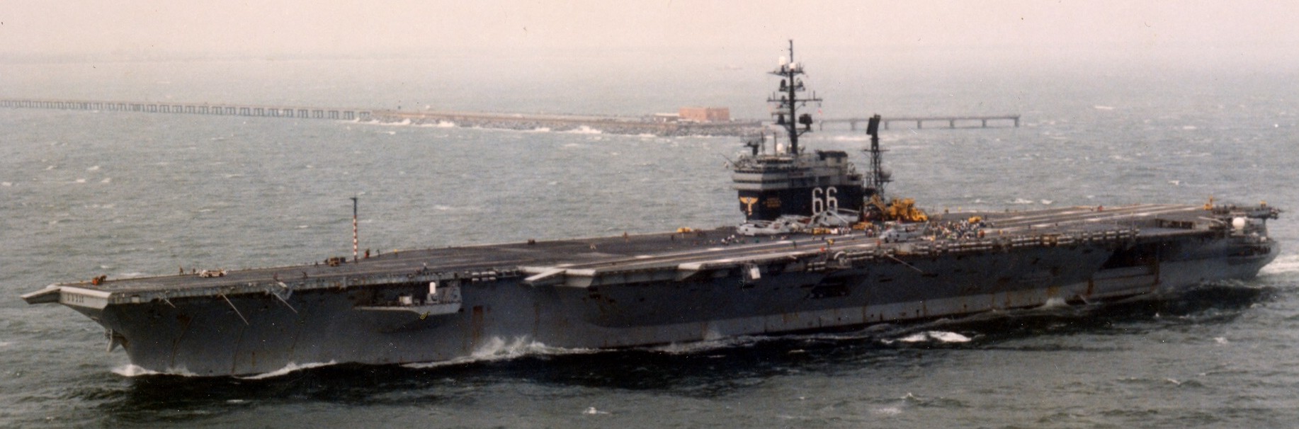 cv-66 uss america kitty hawk class aircraft carrier departing norfolk 1995 108