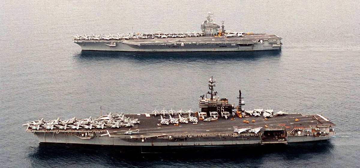 cv-66 uss america kitty hawk class aircraft carrier air wing cvw-1 us navy operation joint endeavour 111