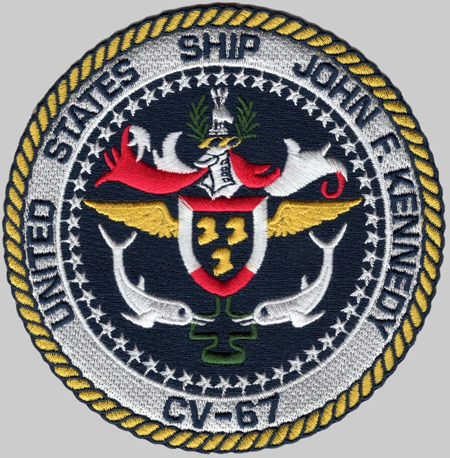 cv-67 uss john f. kennedy aircraft carrier us navy crest insignia patch badge 04p