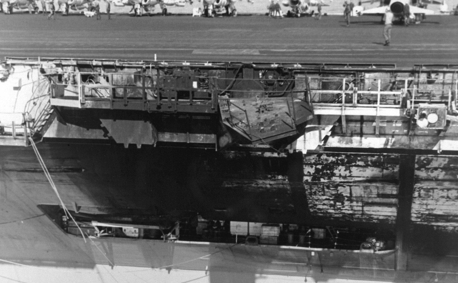 damage aboard USS John F. Kennedy after a collision with USS Belknap (CG 26) 1975 85