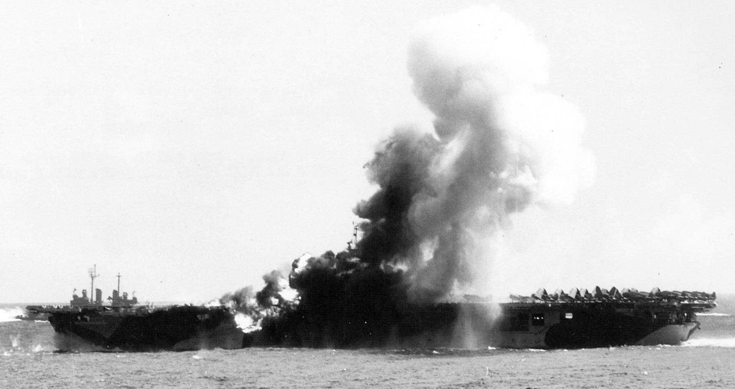 cv-9 uss essex aircraft carrier us navy wwii pacific kamikaze attack luzon philippines 108