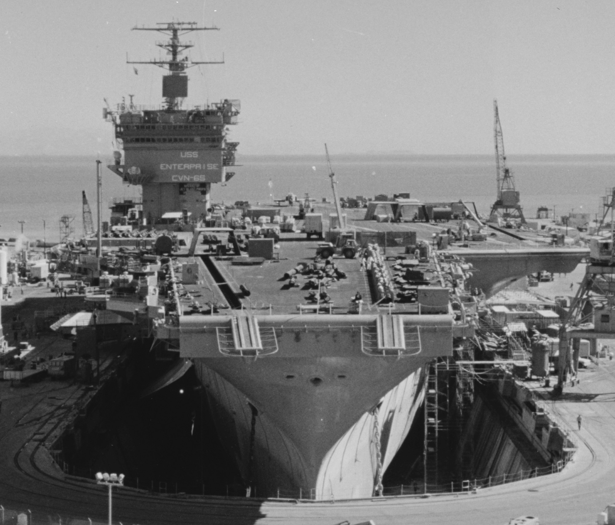 cvn-65 uss enterprise aircraft carrier us navy dry-dock hunters point naval shipyard 189