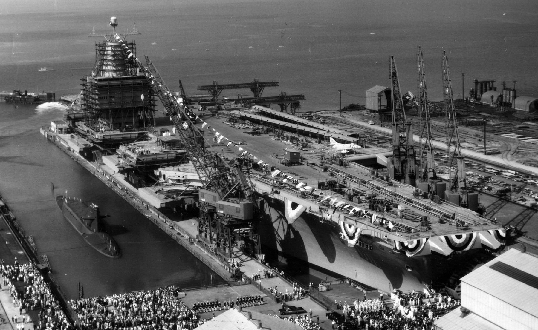 uss enterprise cvan-65 christening ceremony newport news shipbuilding september 1960