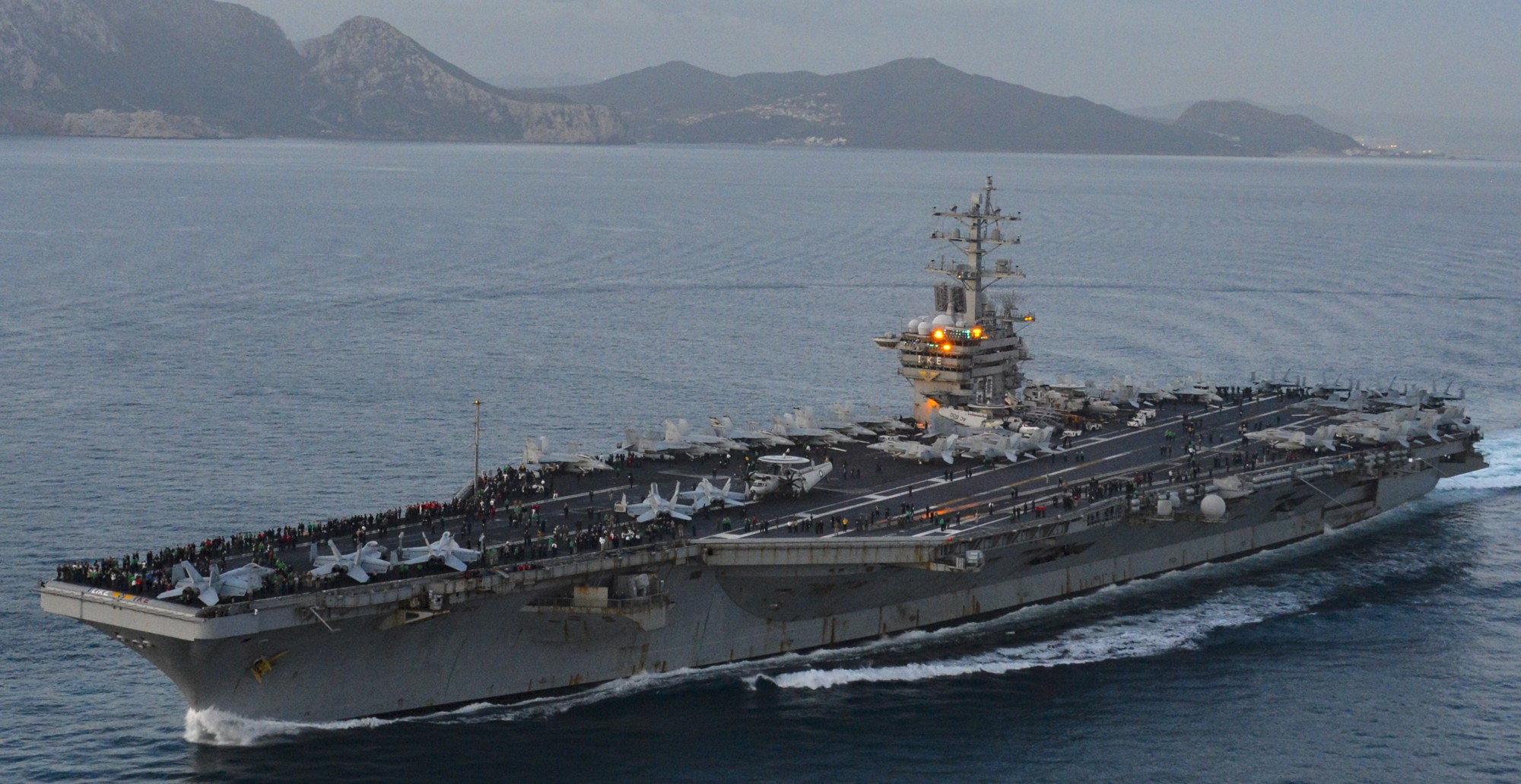 cvn-69 uss dwight d. eisenhower aircraft carrier air wing cvw-3 us navy strait gibraltar mediterranean sea 495