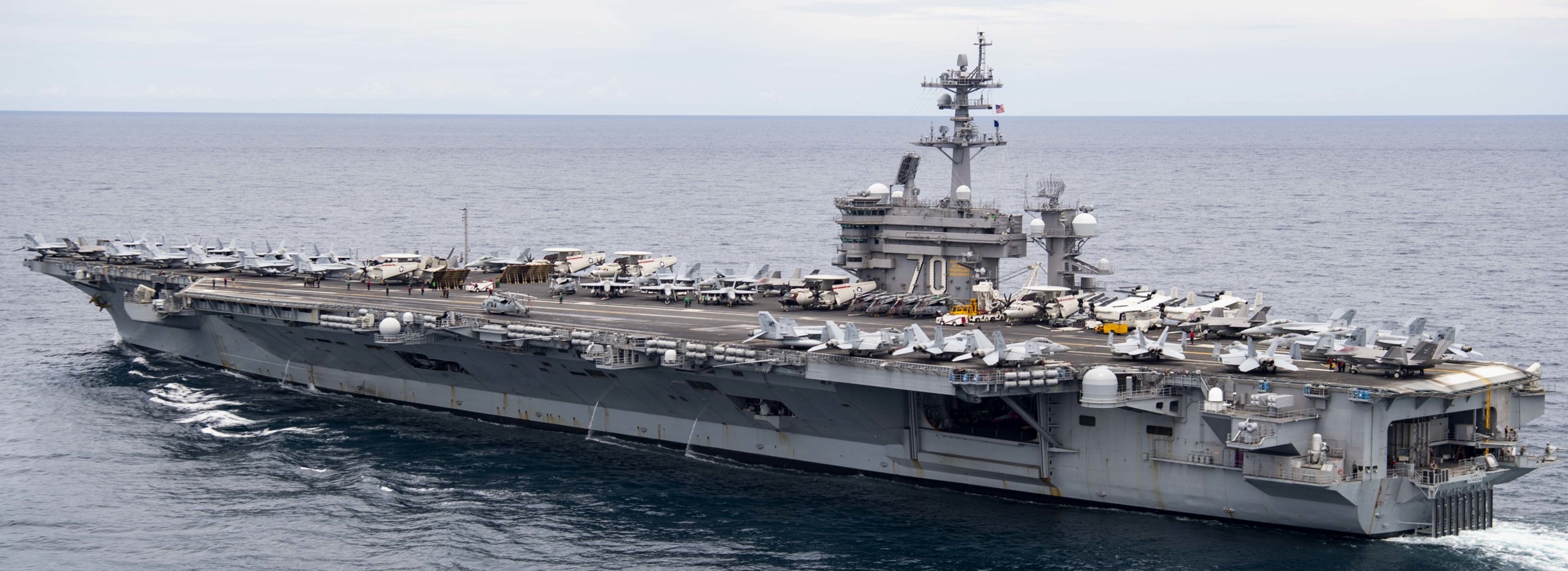 cvn-70 uss carl vinson nimitz class aircraft carrier air wing cvw-2 us navy south china sea 339