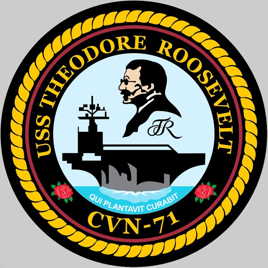 cvn-71 uss theodore roosevelt insignia crest patch badge nimitz class aircraft carrier us navy 02c