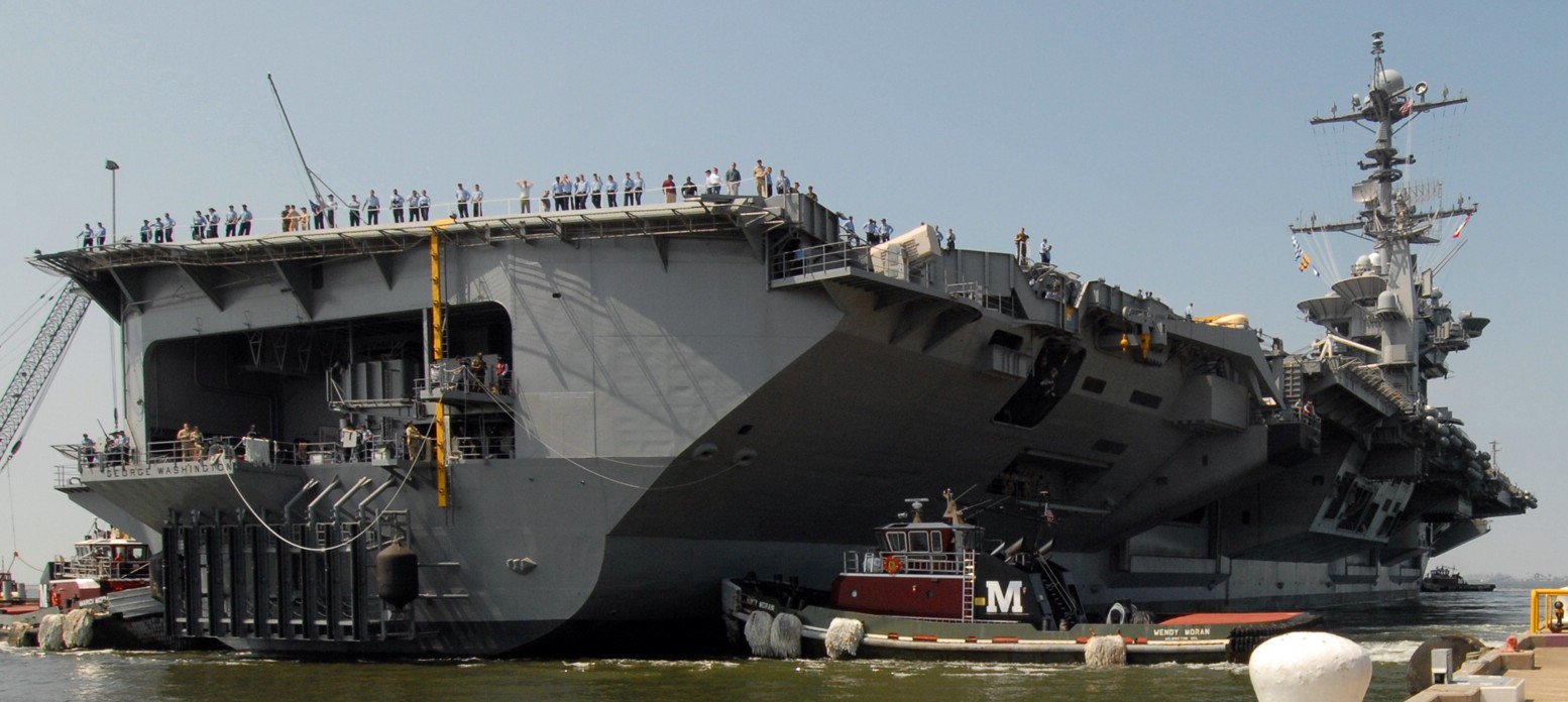 cvn-73 uss george washington nimitz class aircraft carrier us navy return norfolk dpia newport news 29