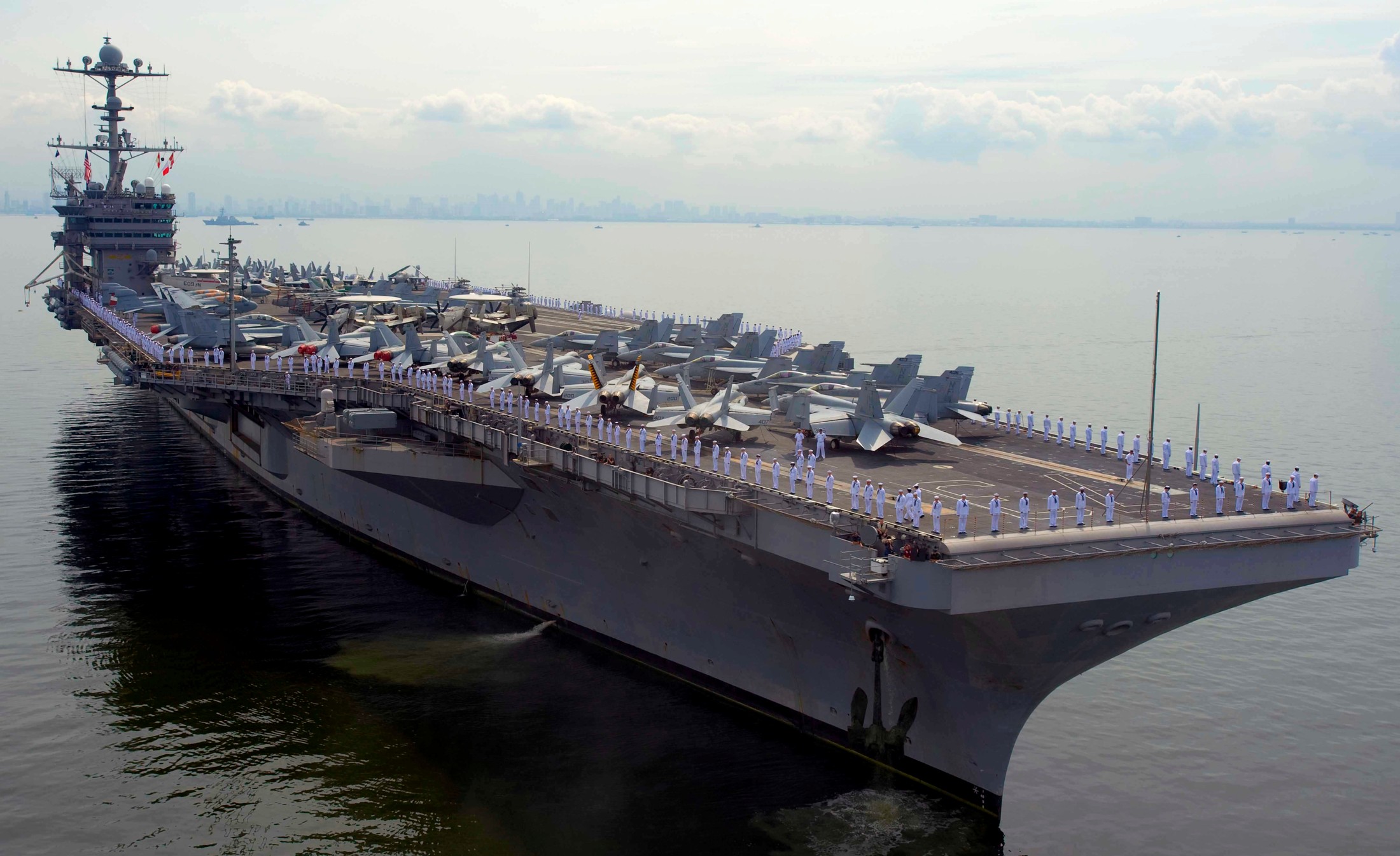 cvn-73 uss george washington nimitz class aircraft carrier air wing cvw-5 manila philippines 75