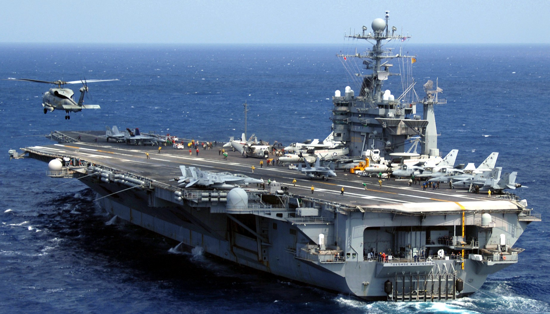 cvn-73 uss george washington nimitz class aircraft carrier air wing cvw-17 caribbean sea 140