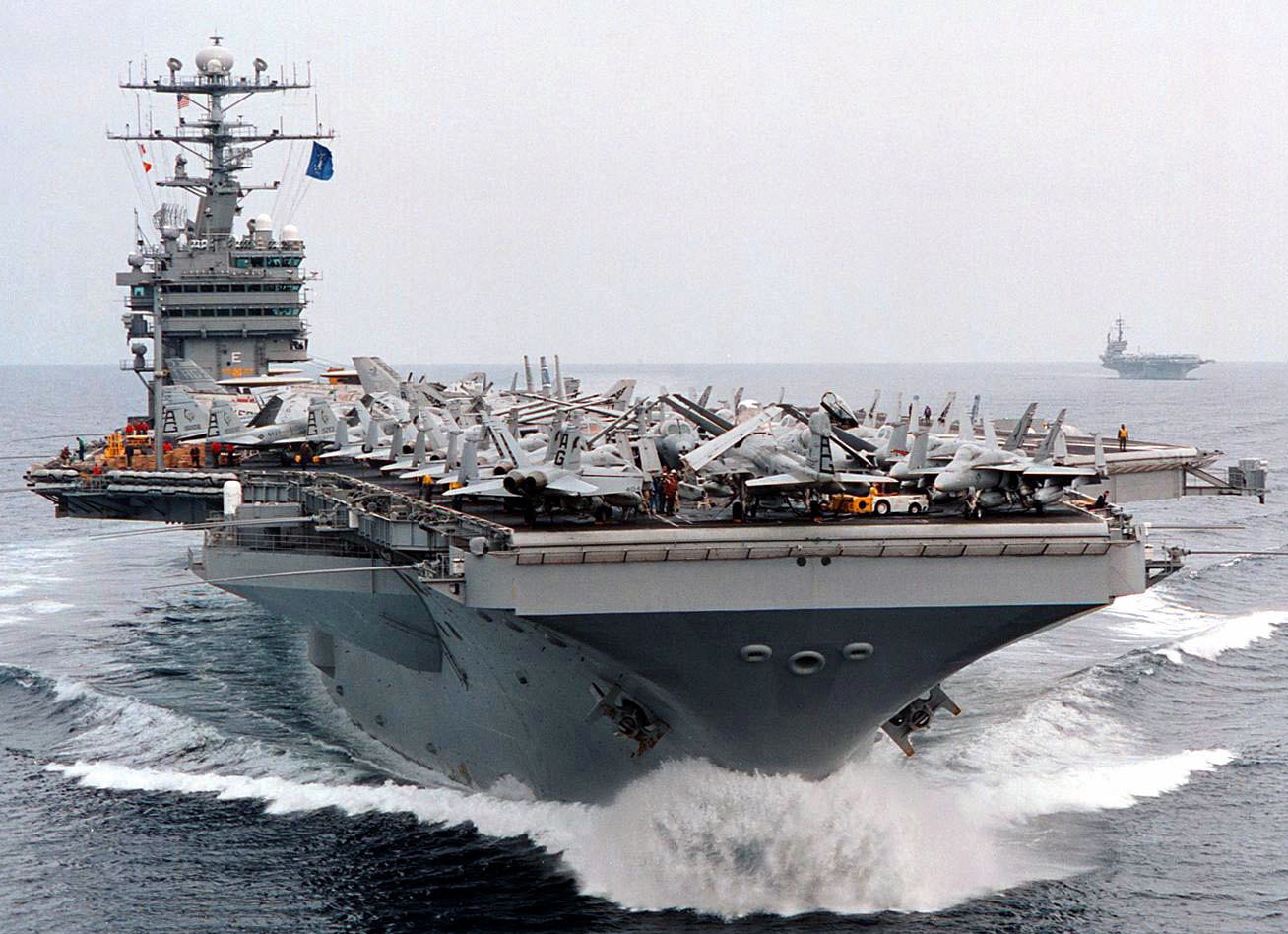 cvn-73 uss george washington nimitz class aircraft carrier air wing cvw-7 joint endeavour adriatic sea 141