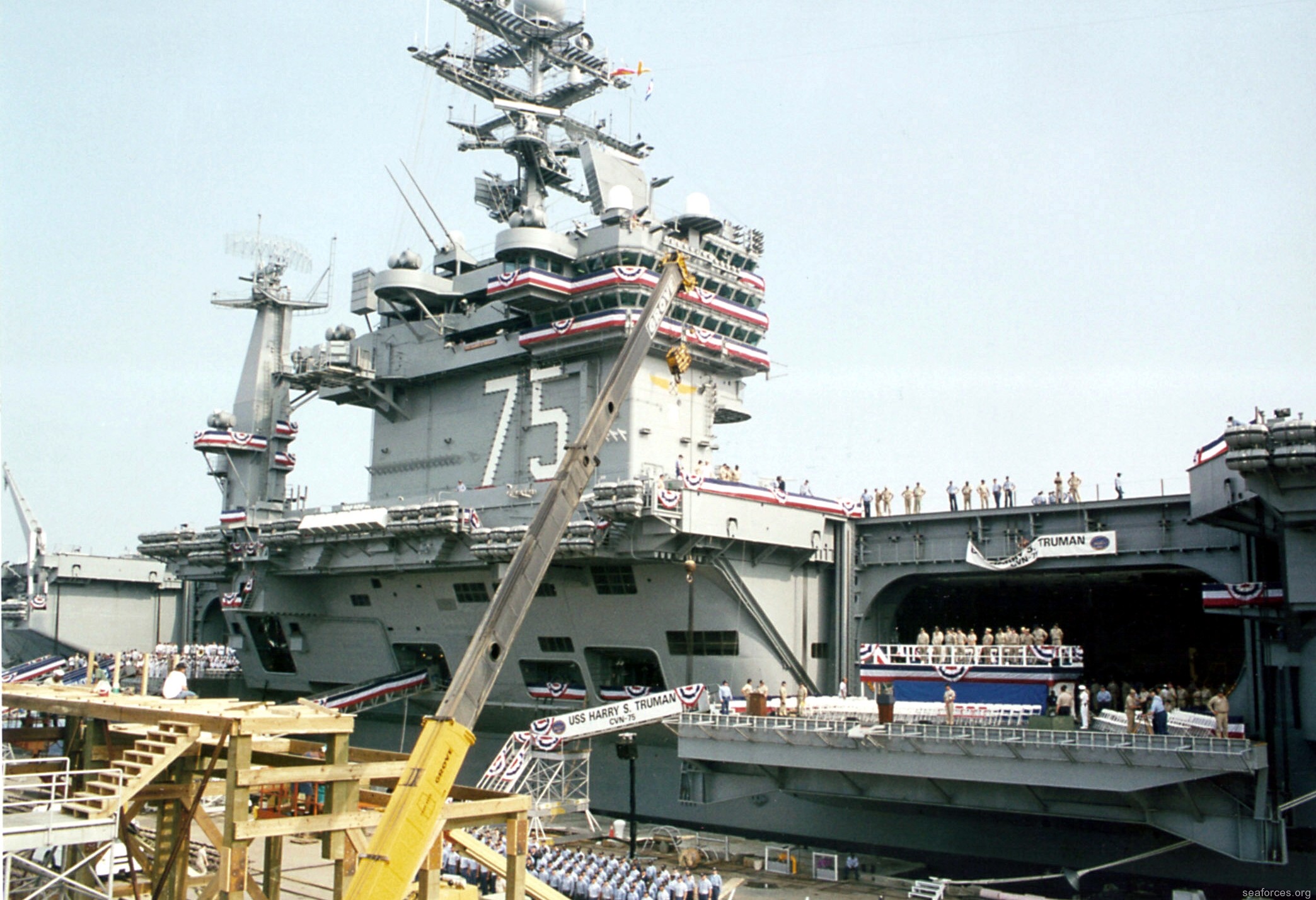 uss harry s. truman cvn-75 aircraft carrier commissioning ceremony 1998