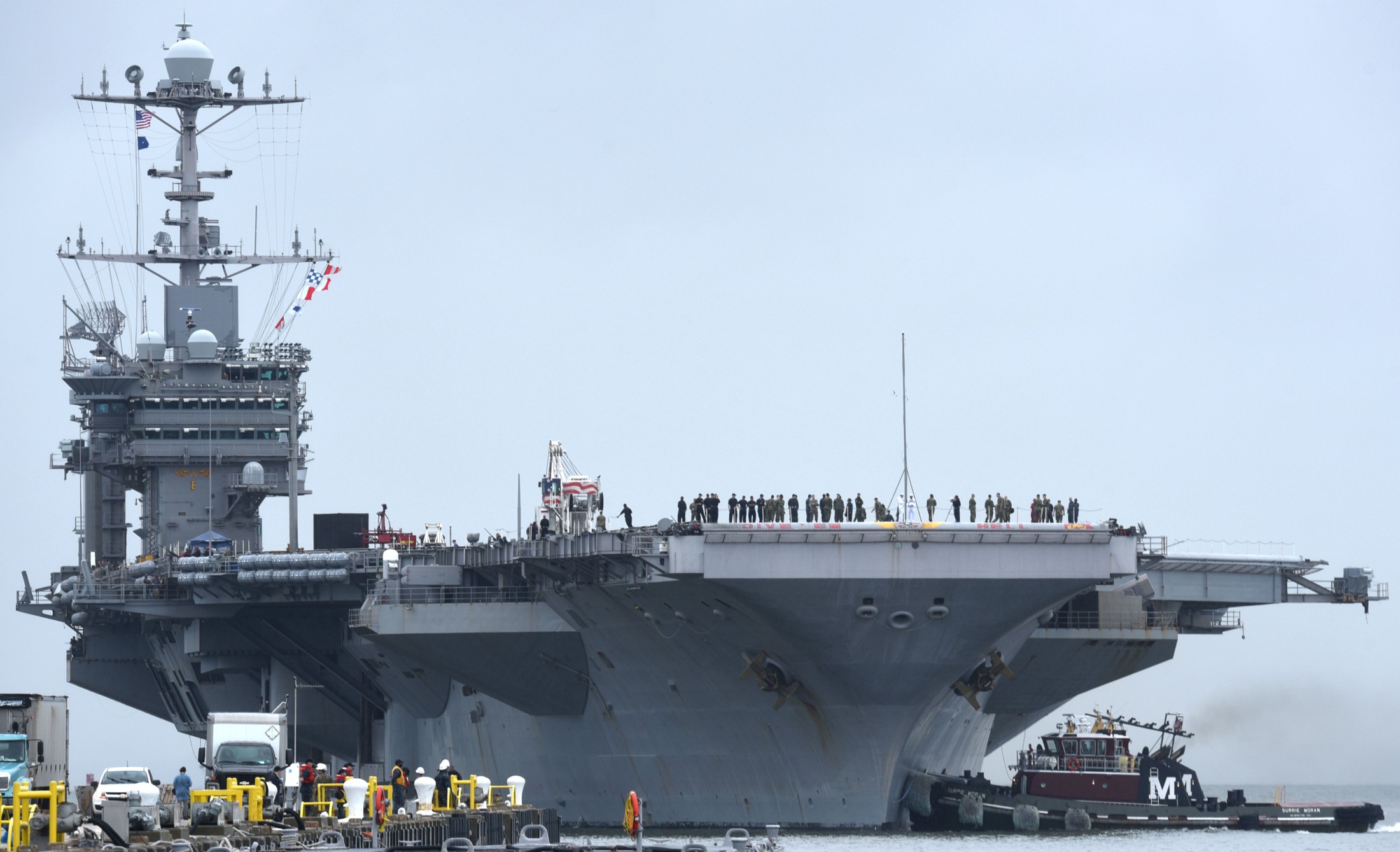 cvn-75 uss harry s. truman nimitz class aircraft carrier returning norfolk virginia 66