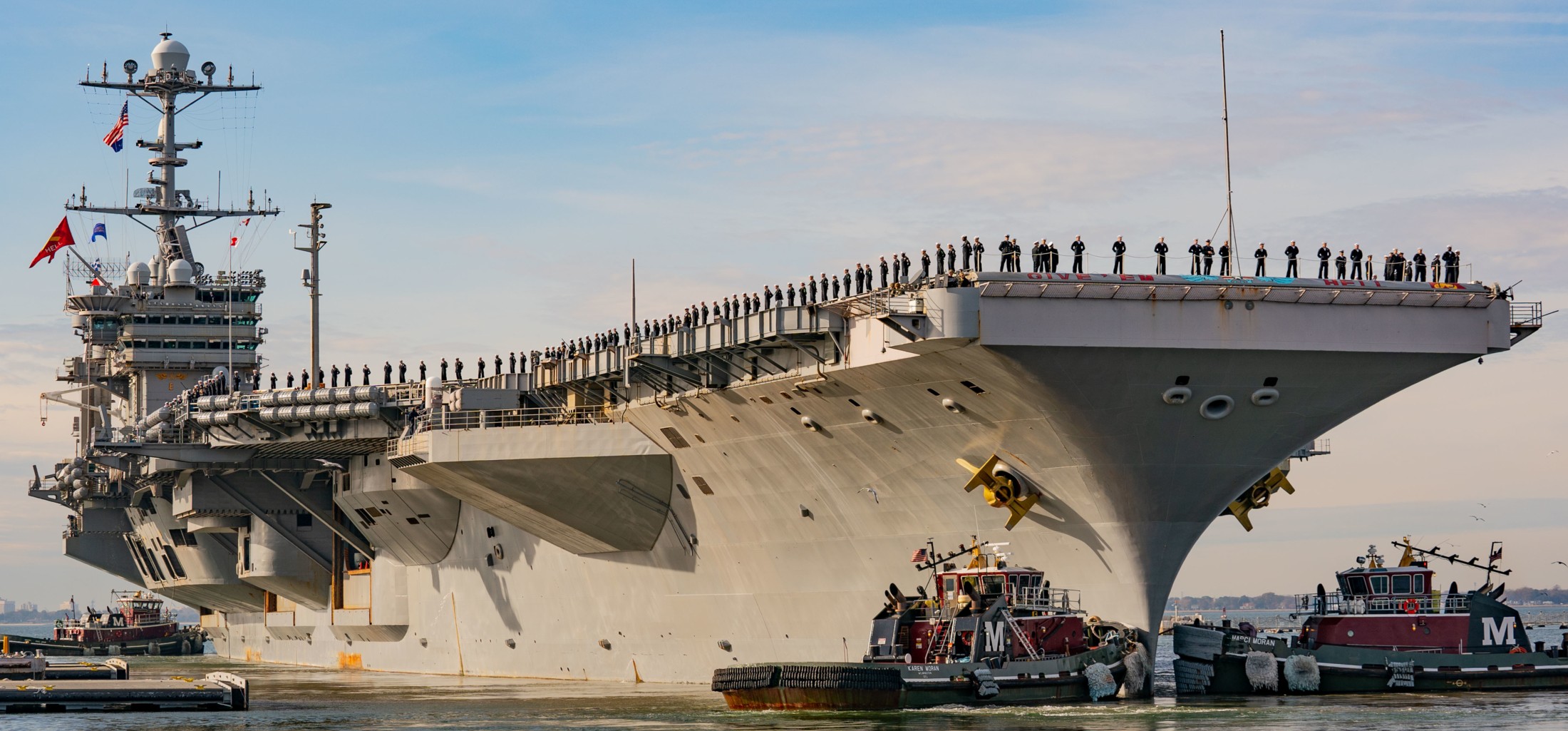 cvn-75 uss harry s. truman nimitz class aircraft carrier departing naval station norfolk 93