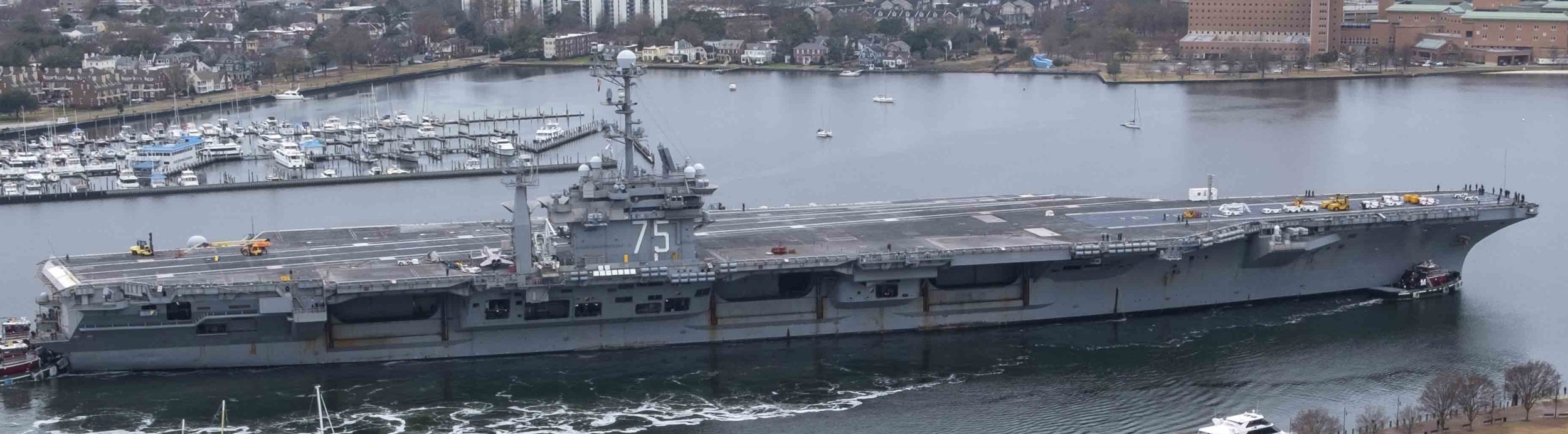 cvn-75 uss harry s. truman aircraft carrier returning naval station norfolk planned incremental availability pia 2023 131