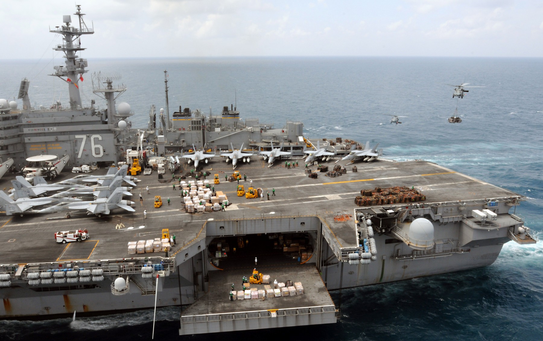 cvn-76 uss ronald reagan nimitz class aircraft carrier air wing cvw-14 13 replenishment ras
