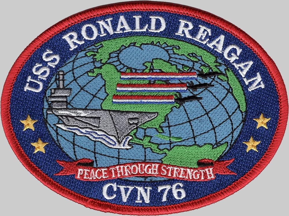 cvn-76 uss ronald reagan patch crest insignia badge nimitz class aircraft carrier 02p