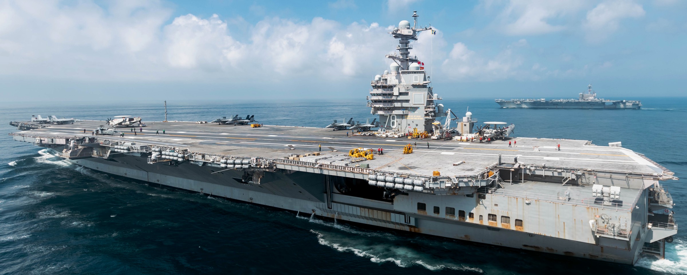 uss gerald r. ford cvn-78 aircraft carrier air wing cvw-8 ammunition transfer 2025