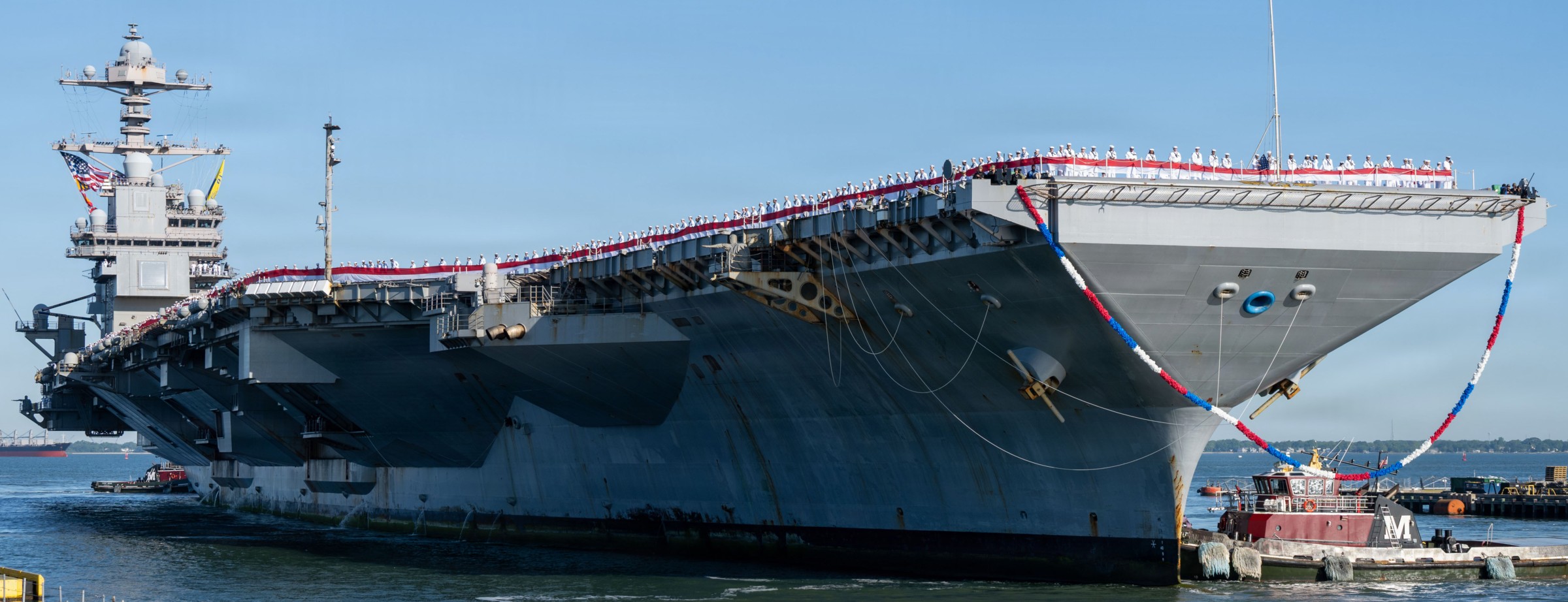 uss gerald r. ford cvn-78 aircraft carrier returning norfolk naval station may 2026 cvw-8 175