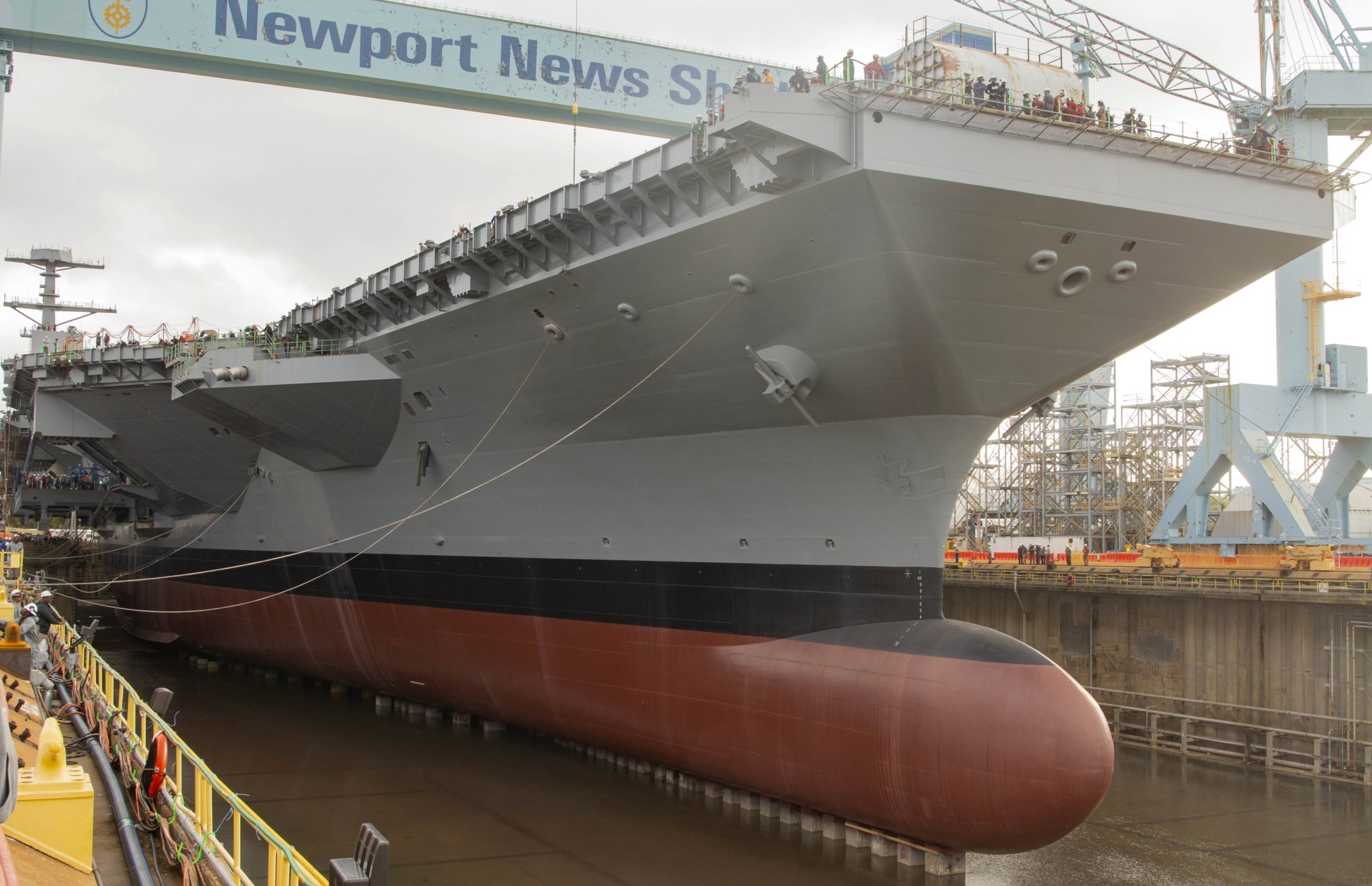 cvn-79 uss pcu john f. kennedy gerald ford class aircraft carrier us navy 17 dry dock flooding