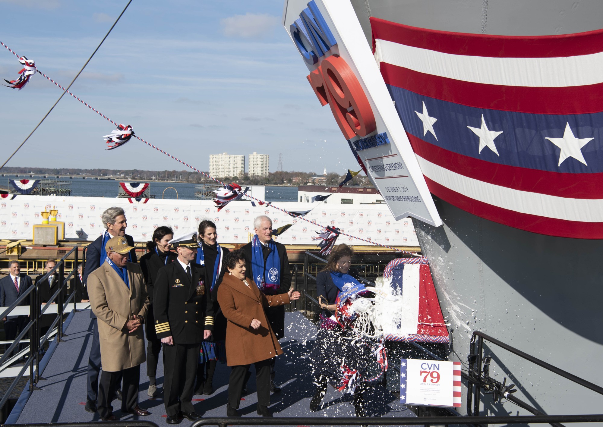 cvn-79 uss john f. kennedy ford class aircraft carrier christening ceremony caroline bouvier newport news shipbuilding december 2019