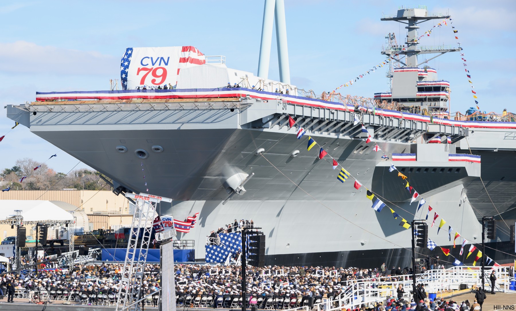 cvn-79 uss pcu john f. kennedy gerald ford class aircraft carrier us navy 28 christening