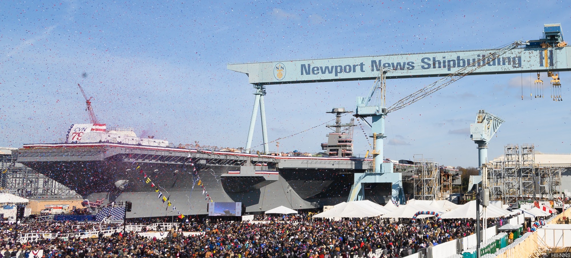 cvn-79 uss pcu john f. kennedy gerald ford class aircraft carrier us navy 29 christening ceremony newport news