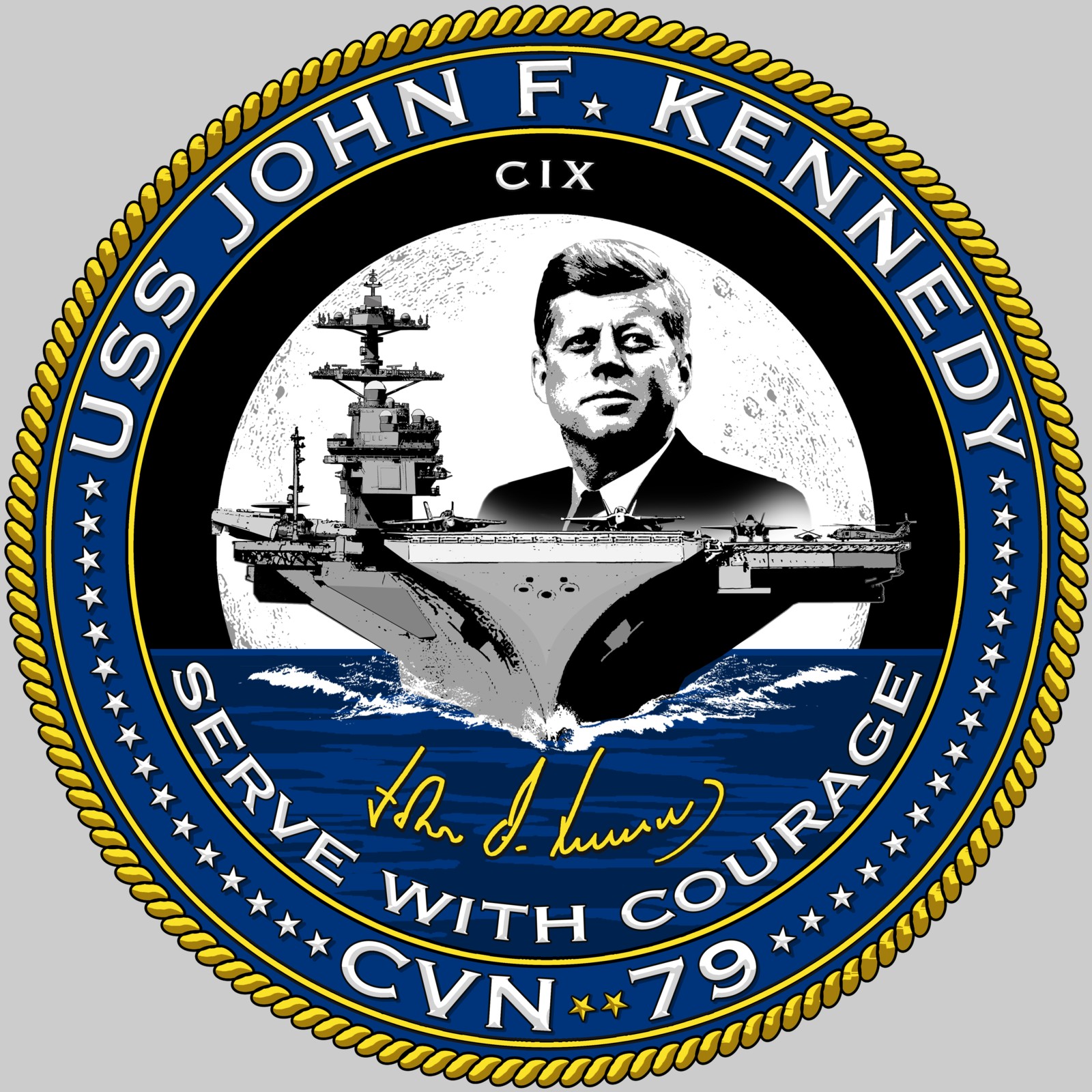 cvn-79 uss john f. kennedy insignia crest patch badge gerald ford class aircraft carrier us navy 02c
